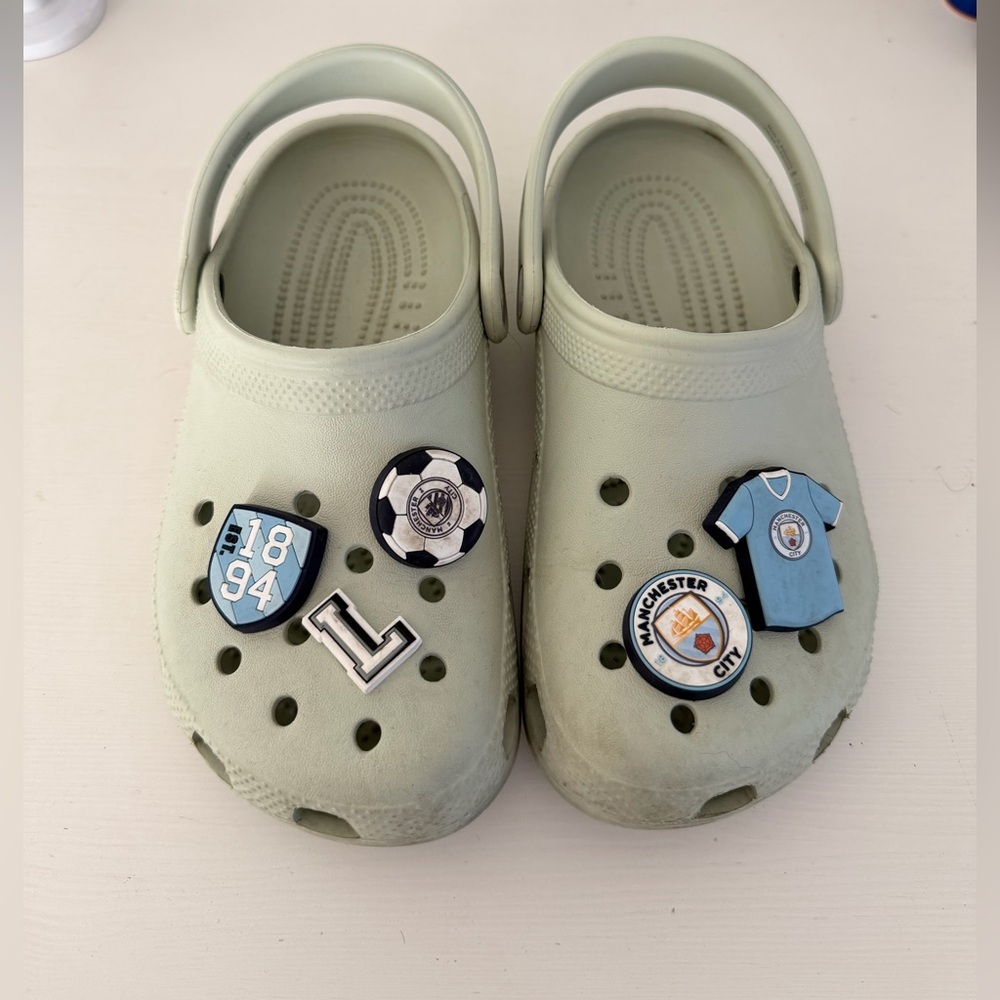 Kids Light Green Clogs with Fun Charms